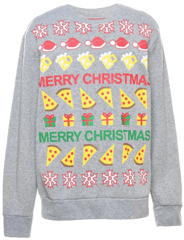 Festive Gifts Christmas Sweatshirt - M Hoodie with Double Zipper Versatile Adjustable