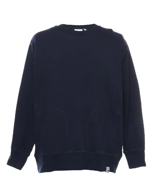 Adidas Navy Plain Sweatshirt - XL Hoodie with Pattern Geometric Abstract