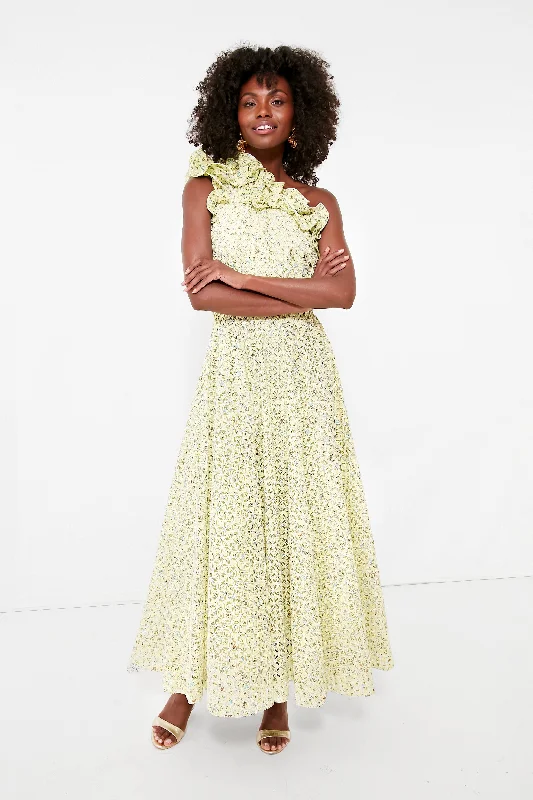 Pale Mint Maeve One Shoulder Embroidered Dress Shift Classic Vintage