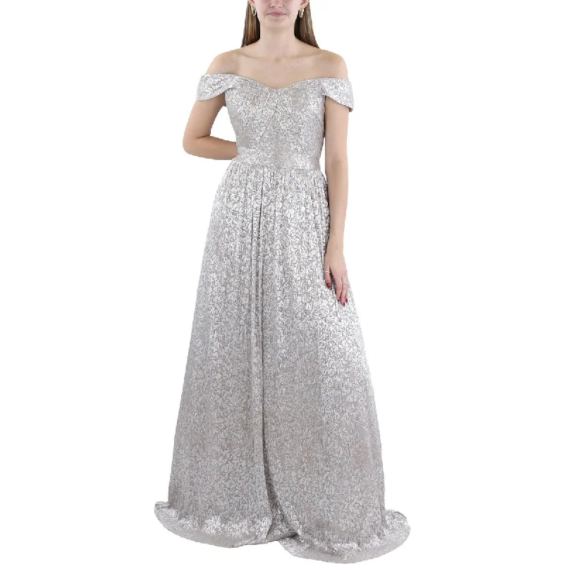 Womens Full Length Metallic Evening Dress Tunics Luxurious high-end