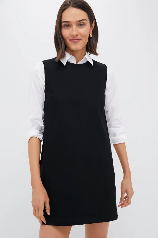 Black Bitsy Twill Mini Swing Dress Tunics Recommended stylist