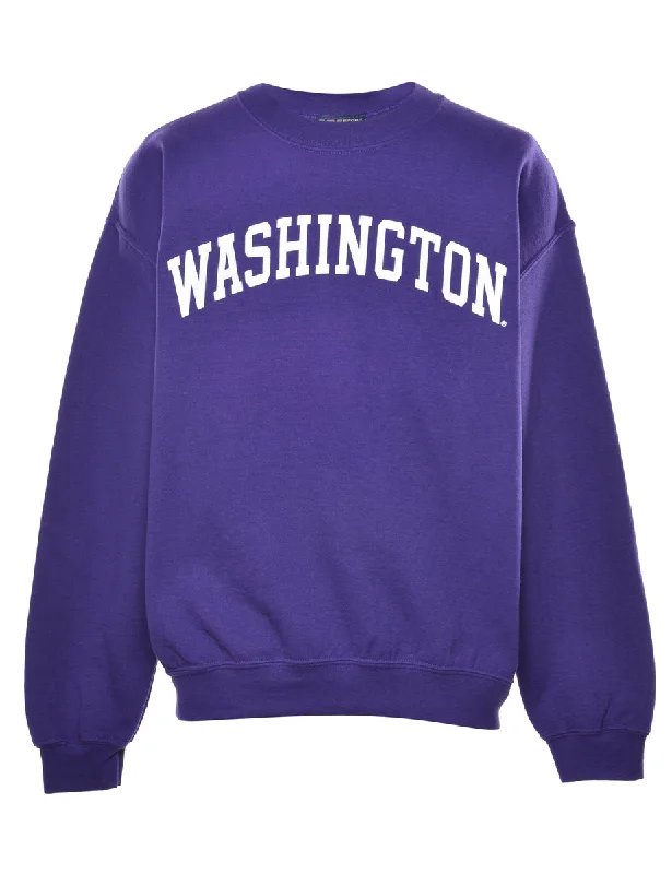Washington Purple Classic Sweatshirt - M Hoodie with Color Block Contrast Stylish