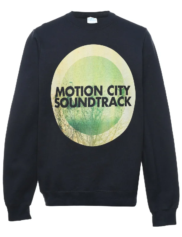 Black Motion City Sound Track Printed Sweatshirt - M Hoodie with Contrast Stitching Detailed Premium Black Motion City Sound Track Printed Sweatshirt - M Hoodie with Contrast Stitching Detailed Premium