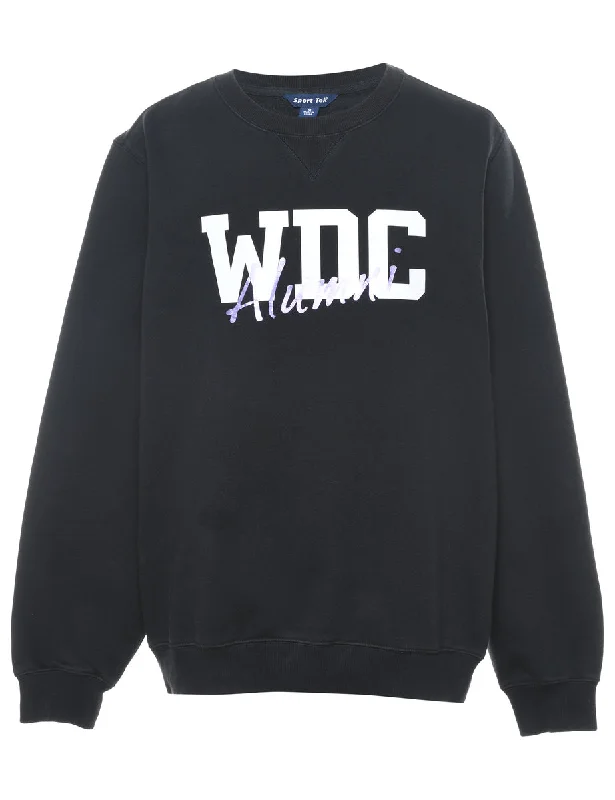Black WDC Alumni Printed Sweatshirt - L Hoodie with Hood Adjustable Protection