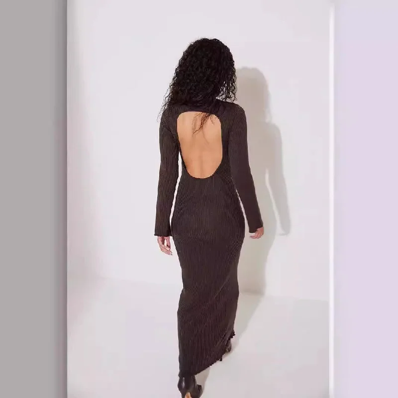 IKEARLAX Europe, America autumn and winter new cross-border women's clothing horn sleeve slim sweater skirt round neck knitted halter dress Tunics Versatile functional IKEARLAX Europe, America autumn and winter new cross-border women's clothing horn sleeve slim sweater skirt round neck knitted halter dress Tunics Versatile functional