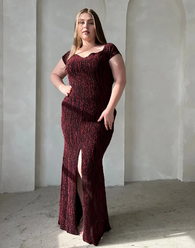 Plus Size Wavy Metallic Maxi Dress Floral Print girly