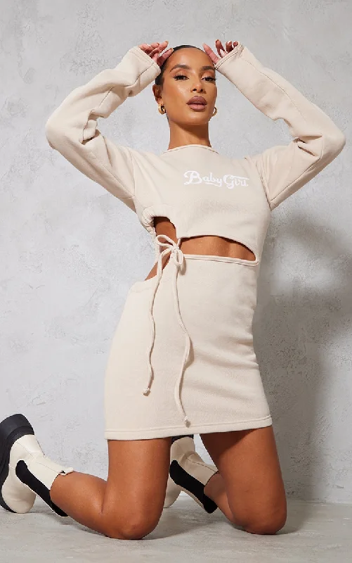Stone Ruched Side Sweatshirt Dress Hoodie with Toggle Buttons Decorative Unique