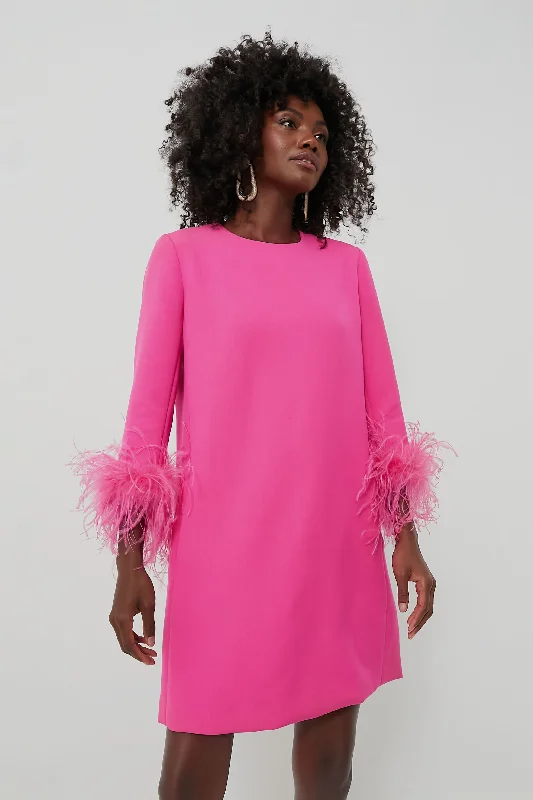 Hot Pink Feather Mod Mary Dress Tunics Mesh breathable