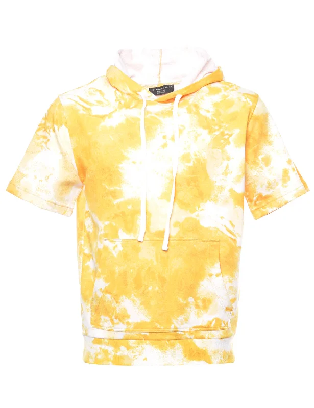 Tie-dye Hoodie - S Hoodie with Button Placket Classic Preppy