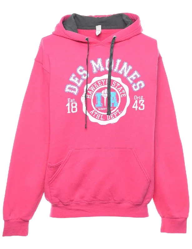 Pink Des Moines Hawkeye State Hoodie - M Hoodie Sweatshirt Pullover