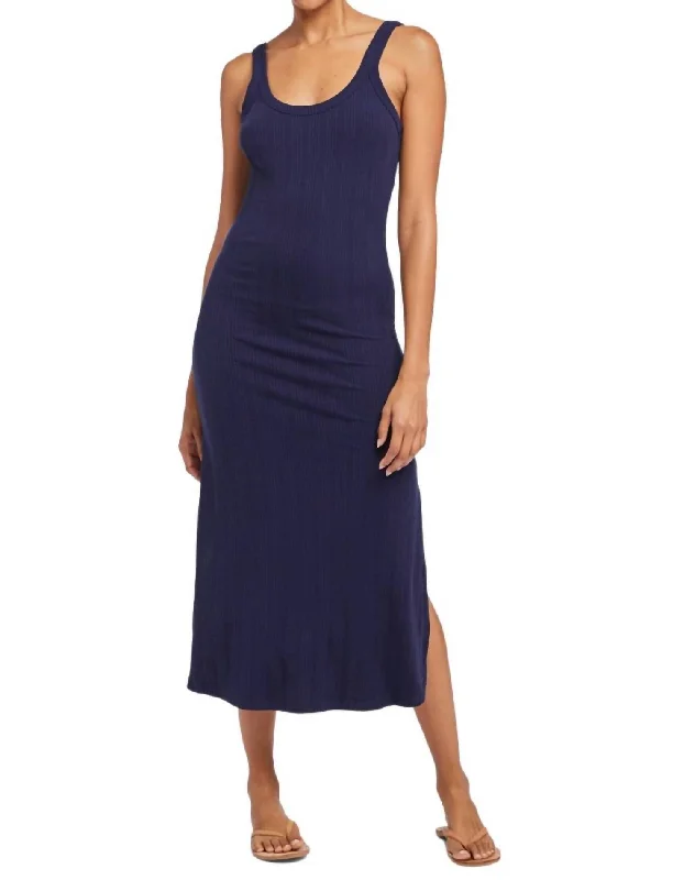 West Organic Rib Tank Dress In Midnight Blue Tunics Brand named