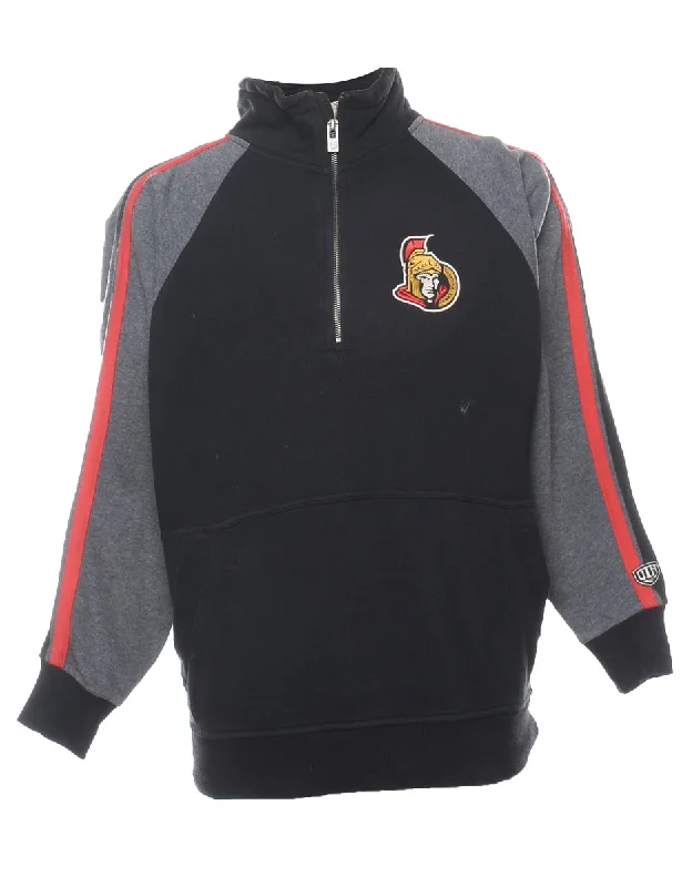 Quarter Zip Printed Sweatshirt - S Hoodie with Reflective Safety Nightwear