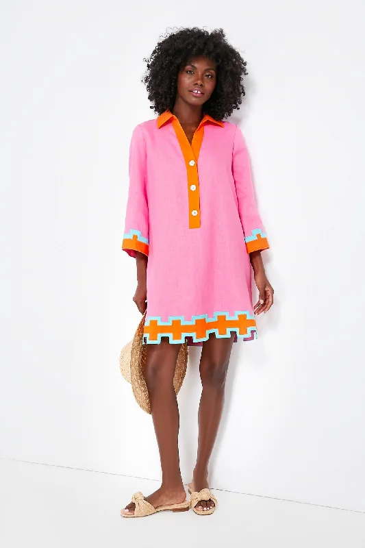 Peony Pink and Tangerine Collier Dress Pencil Office Professional