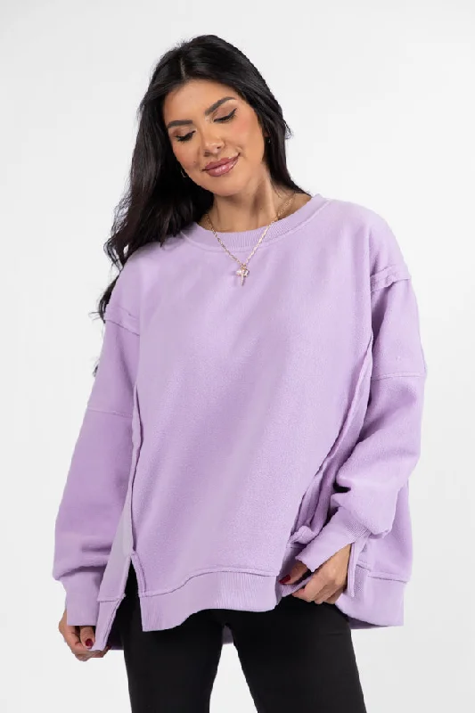 Scouted Out Purple Oversized Fleece Sweatshirt FINAL SALE Hooded Sweatshirt Casual Wear Street Style