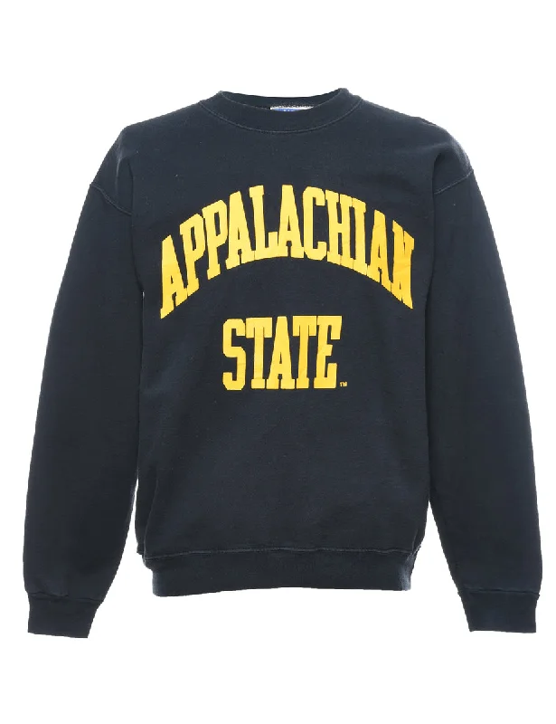 Black & Yellow Appalachian State Printed Sweatshirt - M Hoodie with Thumb Holes Functional Cozy Black & Yellow Appalachian State Printed Sweatshirt - M Hoodie with Thumb Holes Functional Cozy