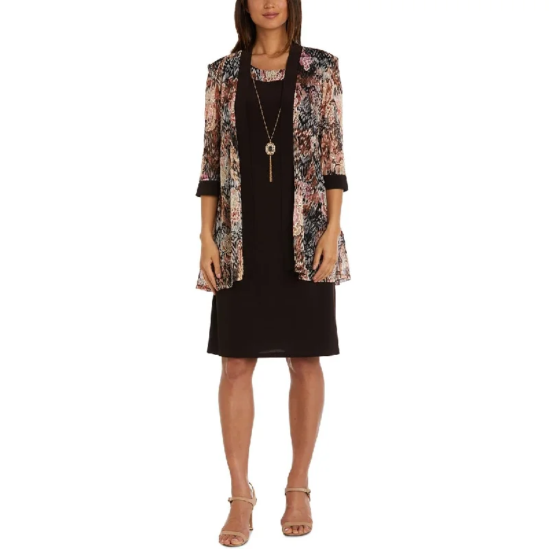 Womens Printed 2 PC Two Piece Dress Tunics Solid Classic