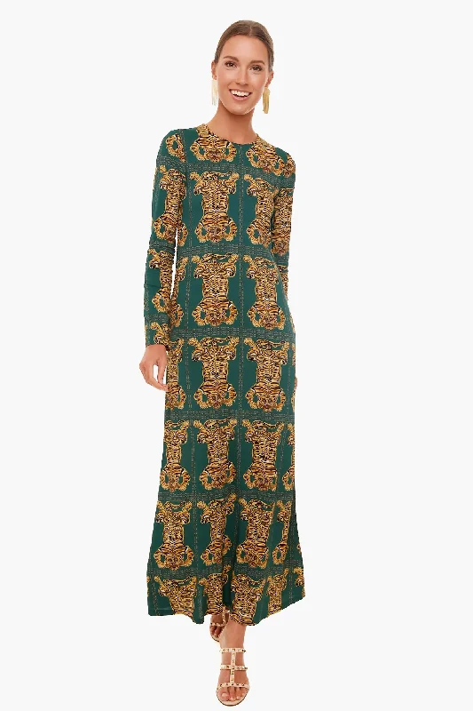 Tiger Tiles Long Sleeve Swing Dress Tunics Stylish modern