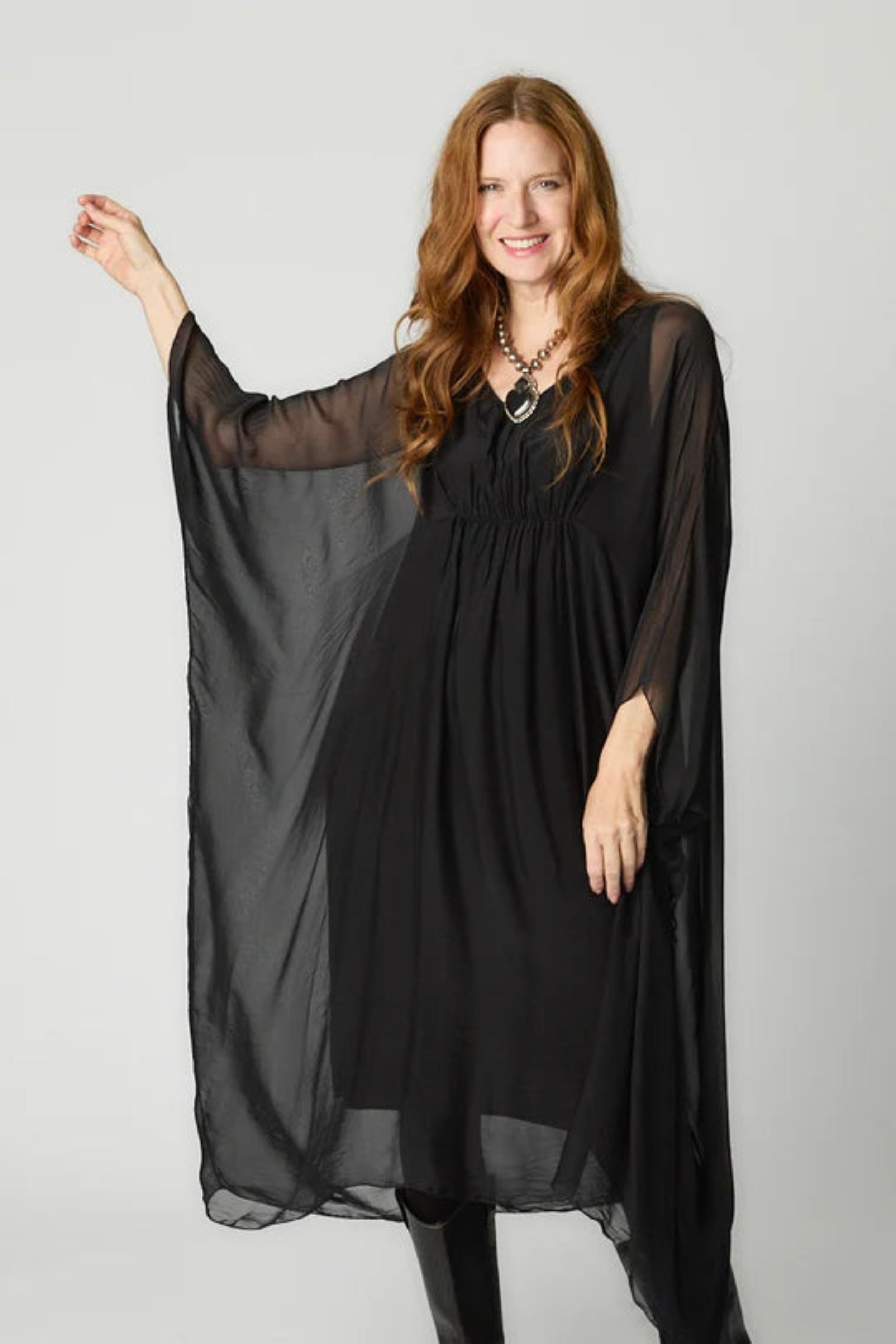 Silk-Blend  Butterfly Dress Tunics Vintage classic