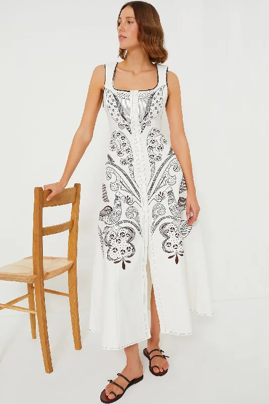 Off White Brown Denim Mila Dress Tunics Party sparkling