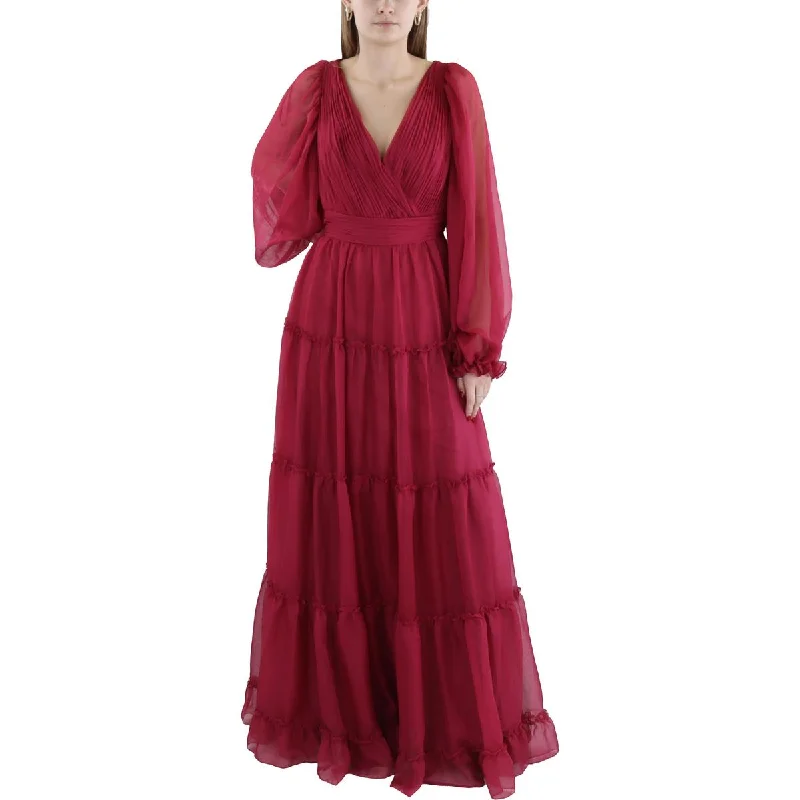 Womens Pleated Tiered Evening Dress Tunics Luxurious premium