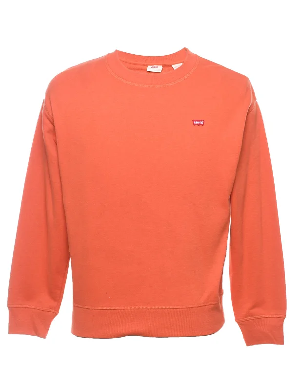 Levi's Orange Plain Sweatshirt - S Hoodie with Magnetic Closure Innovative Modern