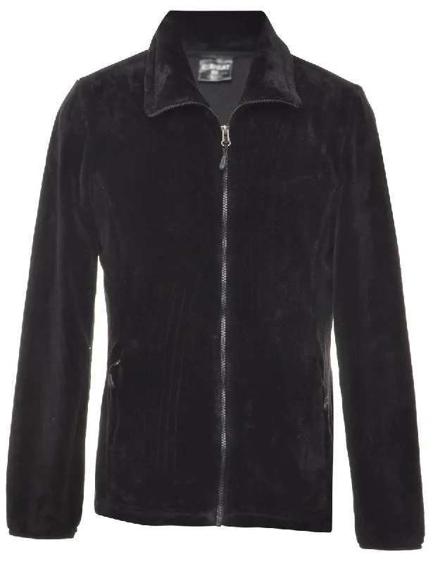 Black Fleece Sweatshirt - M Cotton Hoodie Fleece Lining Warmth