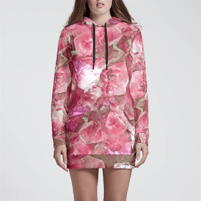 Rose Quartz Radiance Womens Hoodie Dress Hoodie with Hem Detail Decorative Unique