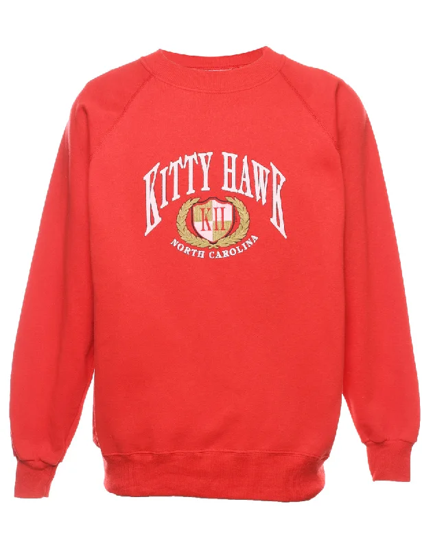 Kitty Hawk Printed Sweatshirt - M Hoodie with Cuffed Sleeves Snug Secure