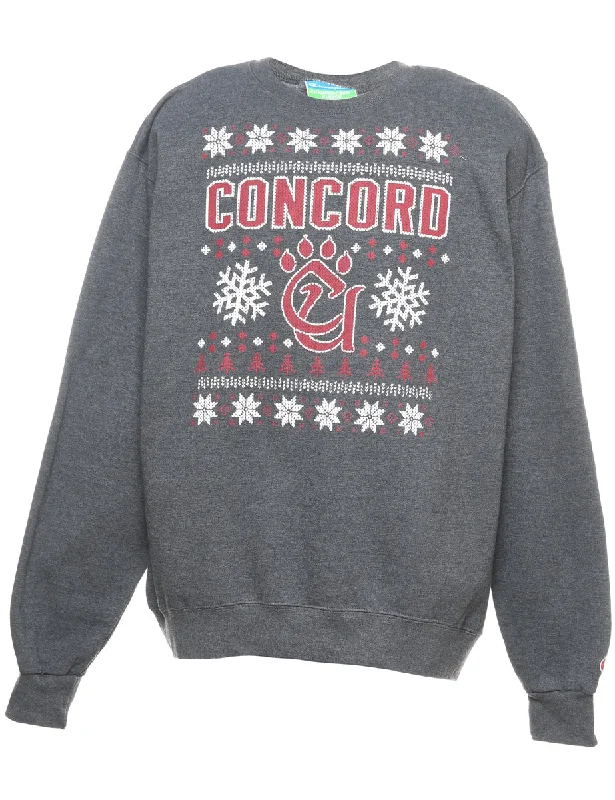 Concord Christmas Sweatshirt - L Hoodie with Ribbed Neckline Snug Warm