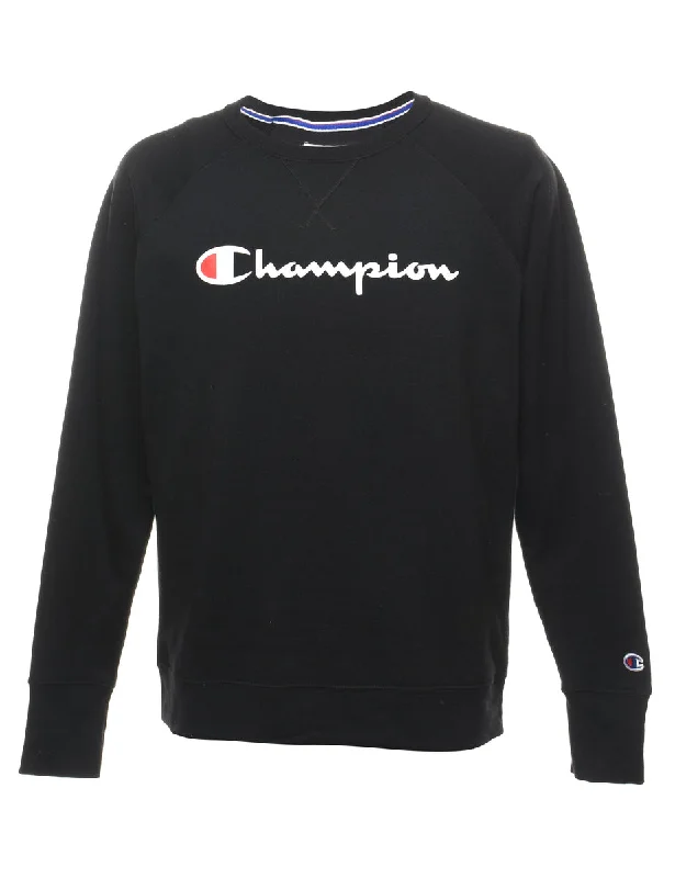 Champion Printed Sweatshirt - L Hoodie with Color Block Contrast Stylish