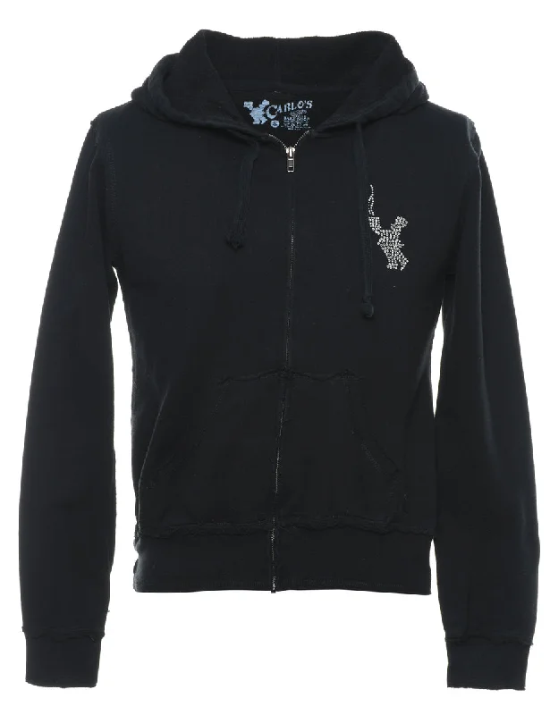 Studded Carlo's Printed Hoodie - S Hoodie with Drawcord Adjustable Secure