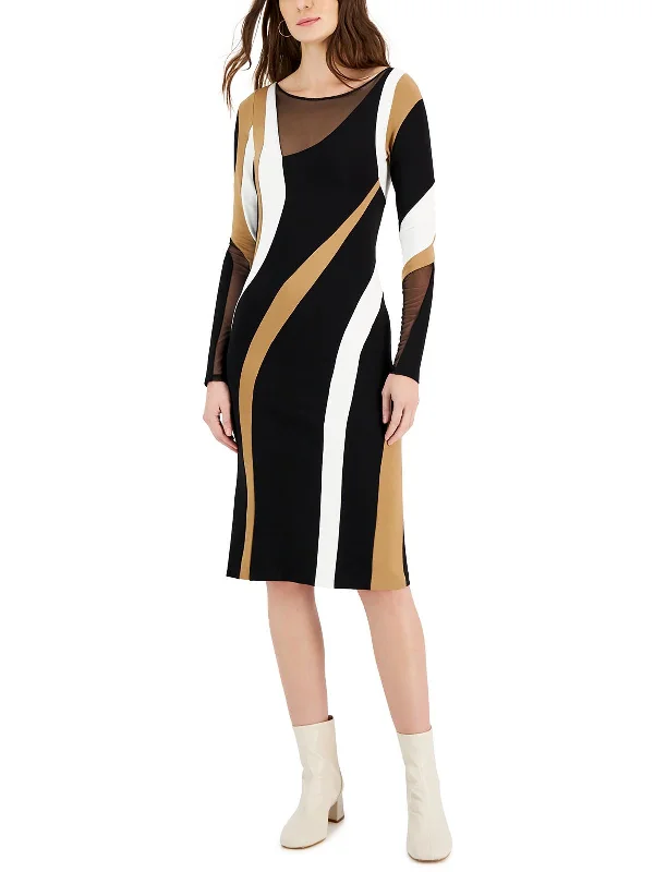 Womens Crepe Sheath Dress Boatneck Modish Everyday