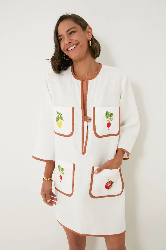 White Embroidered Vegetable Tunic Dress Tunics Polka dots