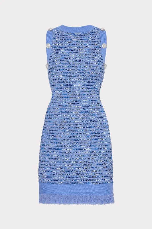 Textured Fringe Knit Mini Dress Tunics Mesh breathable