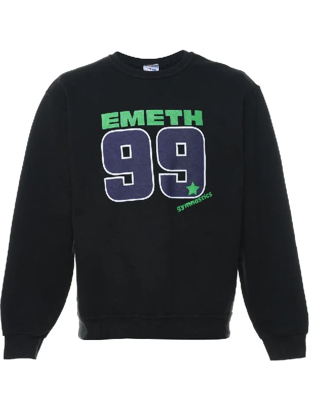 Emeth Printed Sweatshirt - M Hoodie with Slim Fit Tailored Modern