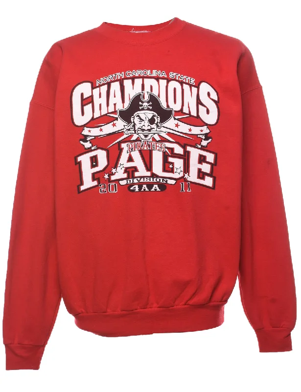 North Carolina State Pirates Printed Sweatshirt - L Hoodie with Snap Buttons Easy Quick North Carolina State Pirates Printed Sweatshirt - L Hoodie with Snap Buttons Easy Quick