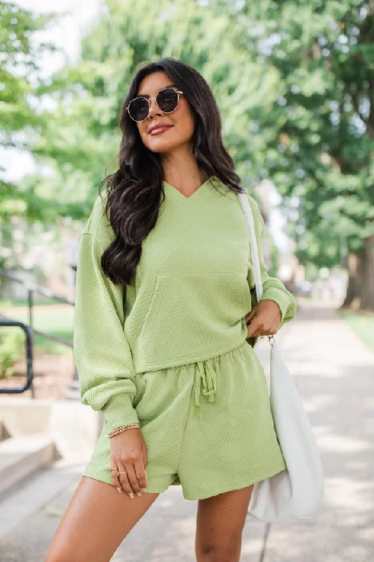 Dreams To Reality Green Textured Hoodie And Shorts Set FINAL SALE Hoodie with Embroidery Detailed Premium Dreams To Reality Green Textured Hoodie And Shorts Set FINAL SALE Hoodie with Embroidery Detailed Premium