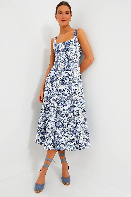 Blue Toile Wells Dress Tunics Stylish elegant