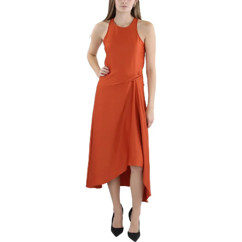 Womens Draped Solid Maxi Dress Elegant Long Evening