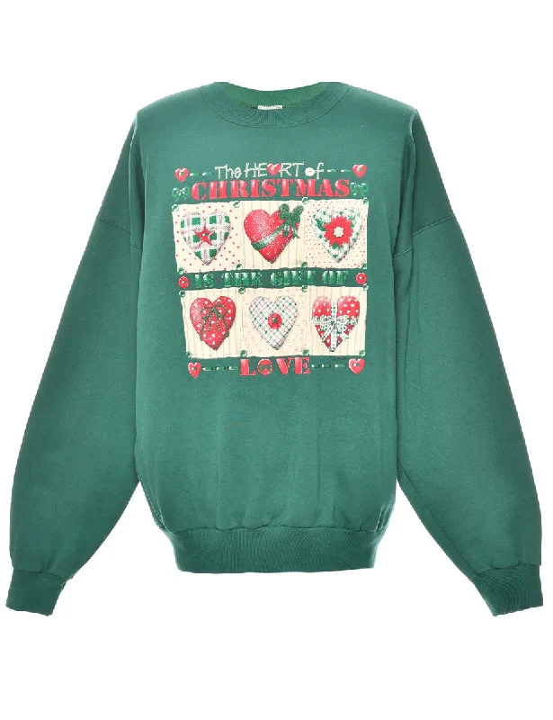 Festive Gifts Green Classic Christmas Sweatshirt - L Graphic Hoodie Design Print