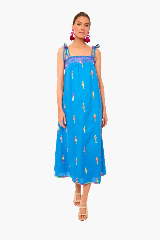 Africa Blue Hot Lips Dress Tunics Fashionable chic