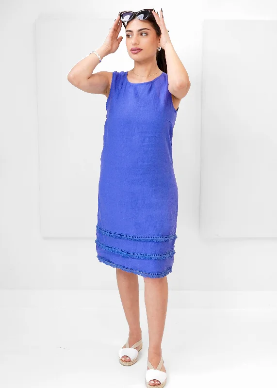 Carre Noir - Sleeveless Fringe Hem Dress Tunics Sophisticated sleek