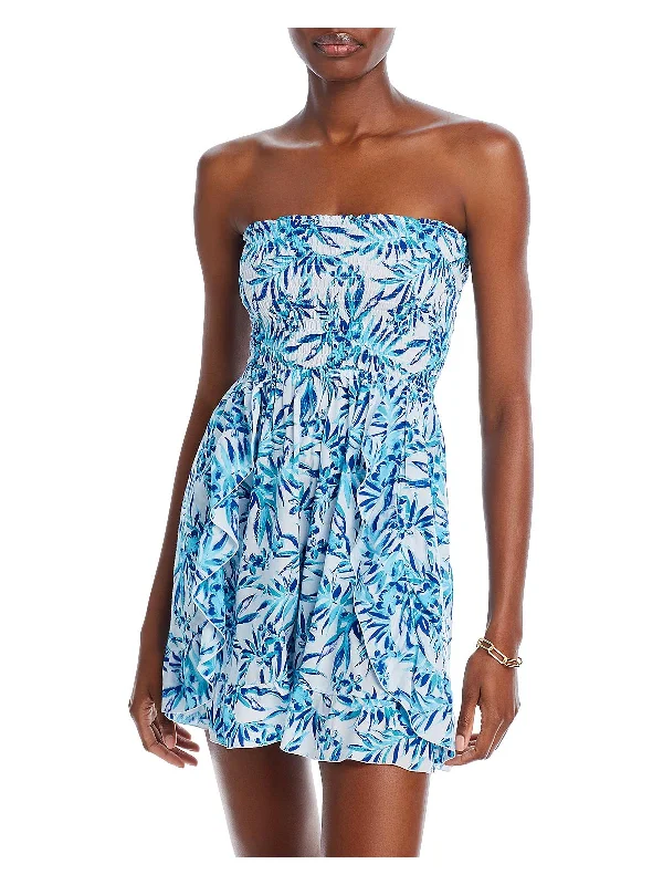 Hoku Womens Printed Rayon Mini Dress Tunics Canvas sturdy