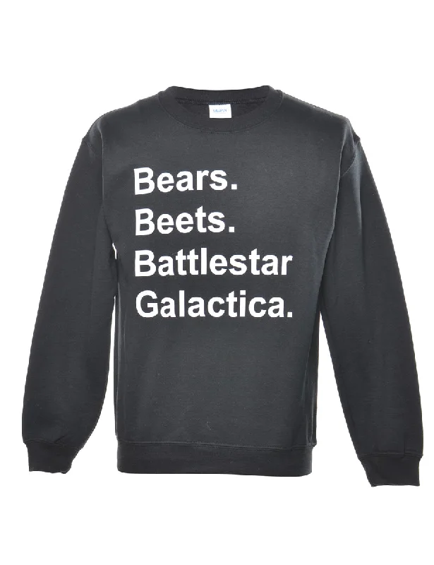 Black Bears Printed Sweatshirt - S Hoodie with Mesh Breathable Sporty
