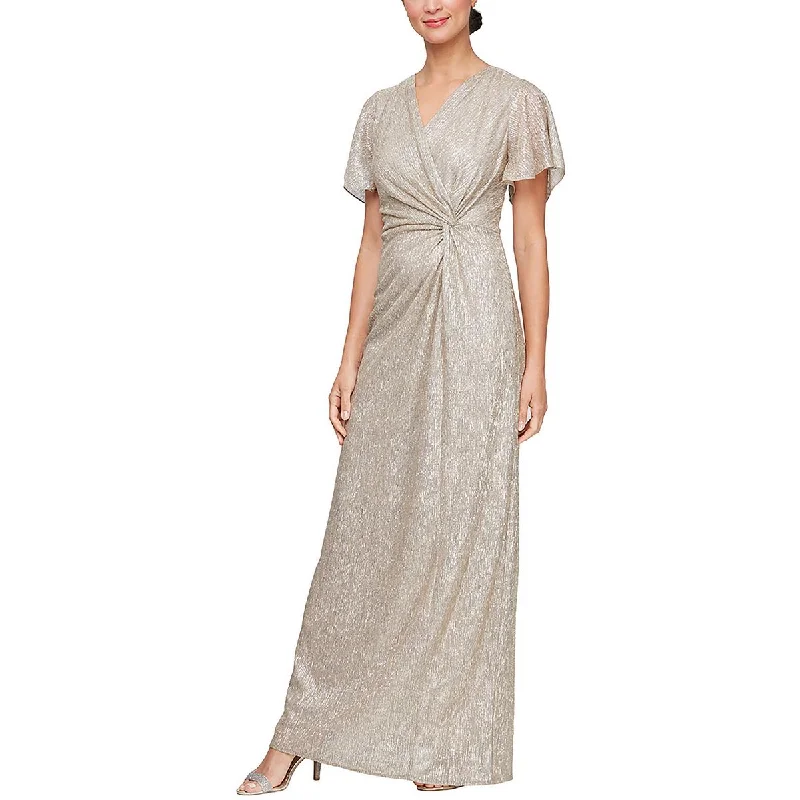 Womens Metallic Ruched Evening Dress Tunics Winter warm