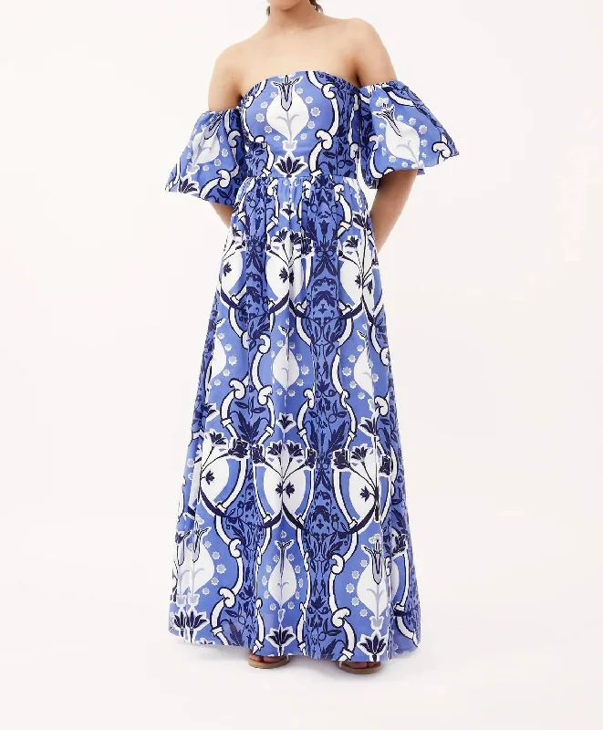 Leah Maxi Dress In Como Blue Tunics Floral girly