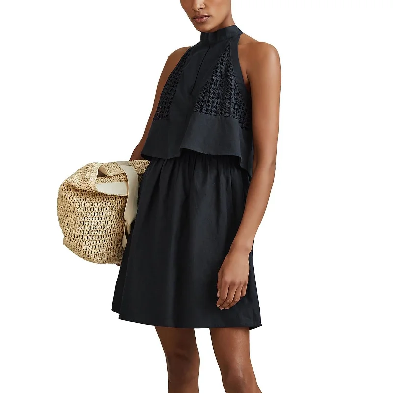 Womens Cut Out Mini Halter Dress Tunics Prom sequined