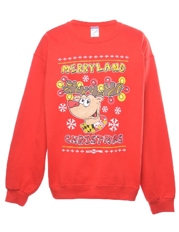 Festive Season Christmas Sweatshirt - L Hoodie with Hidden Zipper Minimalist Clean