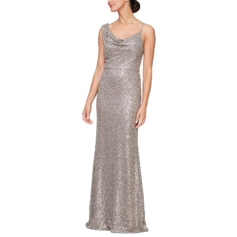 Womens Mesh Sequined Evening Dress Pencil Office Professional