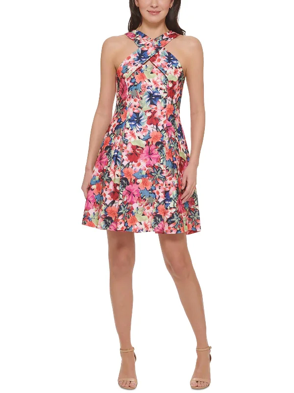 Petites Womens Scuba Fit & Flare Dress Tunics Canvas sturdy